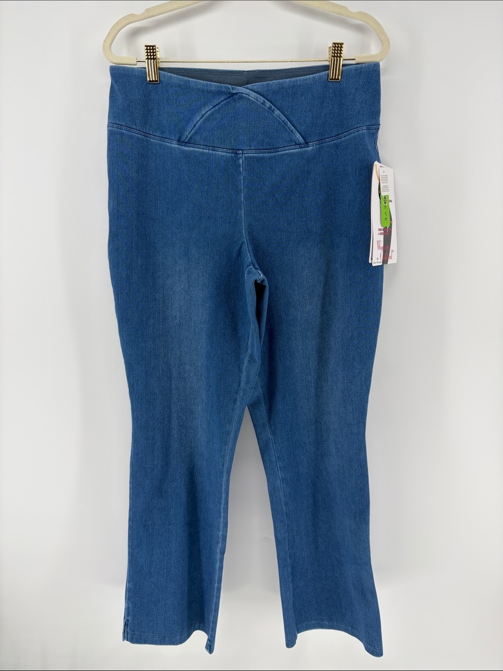 NWT Women With Control Pull On Tummy Control Wide Waist Stretch Denim Jeans 12P
